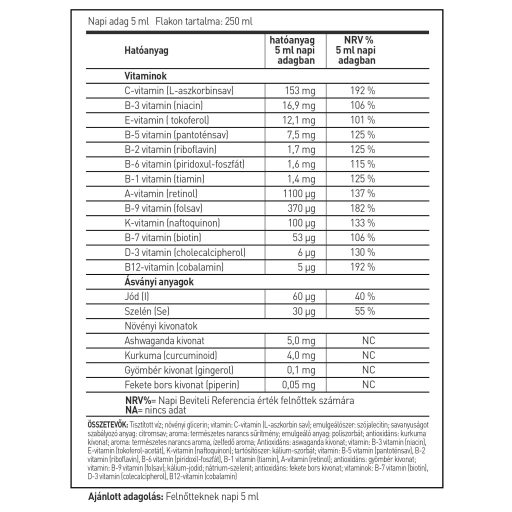 LipoCell MultiVita liposzómás multivitamin narancs ízben (250 ml)